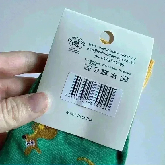 Sole Mates Australia Kangaroo Green Yellow  Socks One size - Picture 3 of 5
